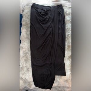 HELMUT LANG Elegant Black Asymmetric Women's Maxi Draped Skirt Size Small